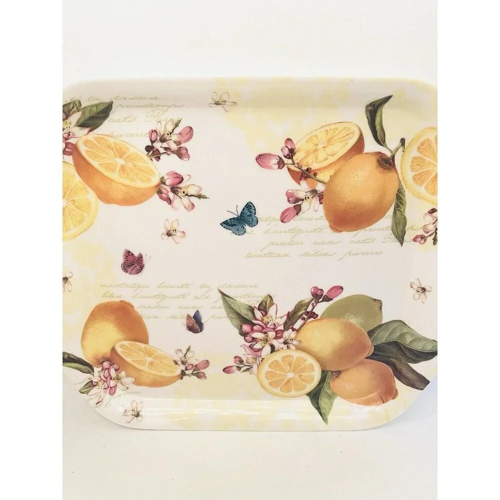 French Country Lemons Melamine Serving Tray 11x12” Home Essentials and Beyond